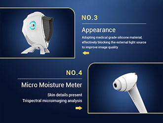 Medical-grade silicone shield blocks external light for clearer images, while the triple-spectral micro moisture meter reveals precise skin details.